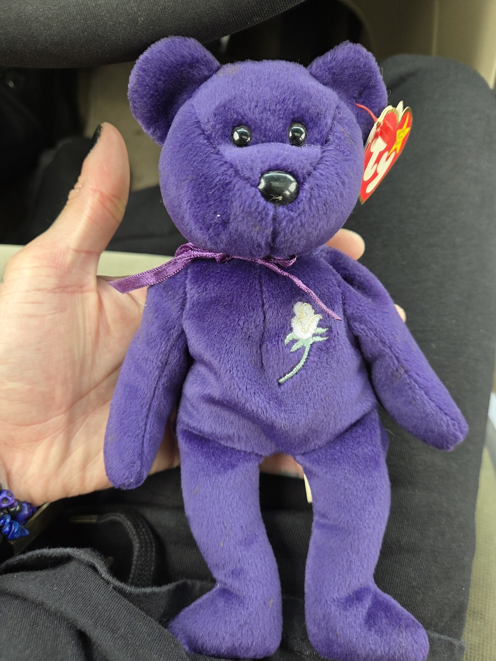 TY Beanie Baby Purple Rose Plush Bear - Soft Collectible Toy